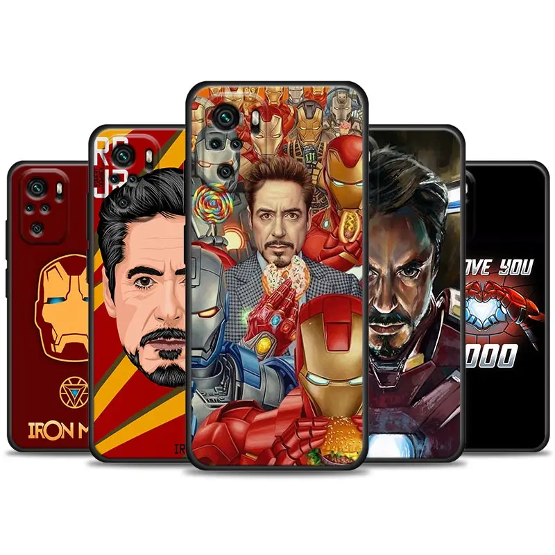 

Marvel Funny Iron Man Comics Phone Case For Poco Redmi Note 8 Poco X4 X4 NFC M4 X3 F3 M3 Phone F1 GT Pro Black Cover Fundas Capa