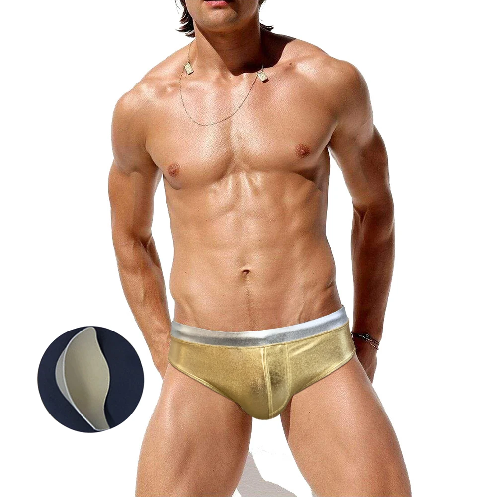 

Купальник-бикини мужской однотонный с заниженной талией и эффектом пуш-ап