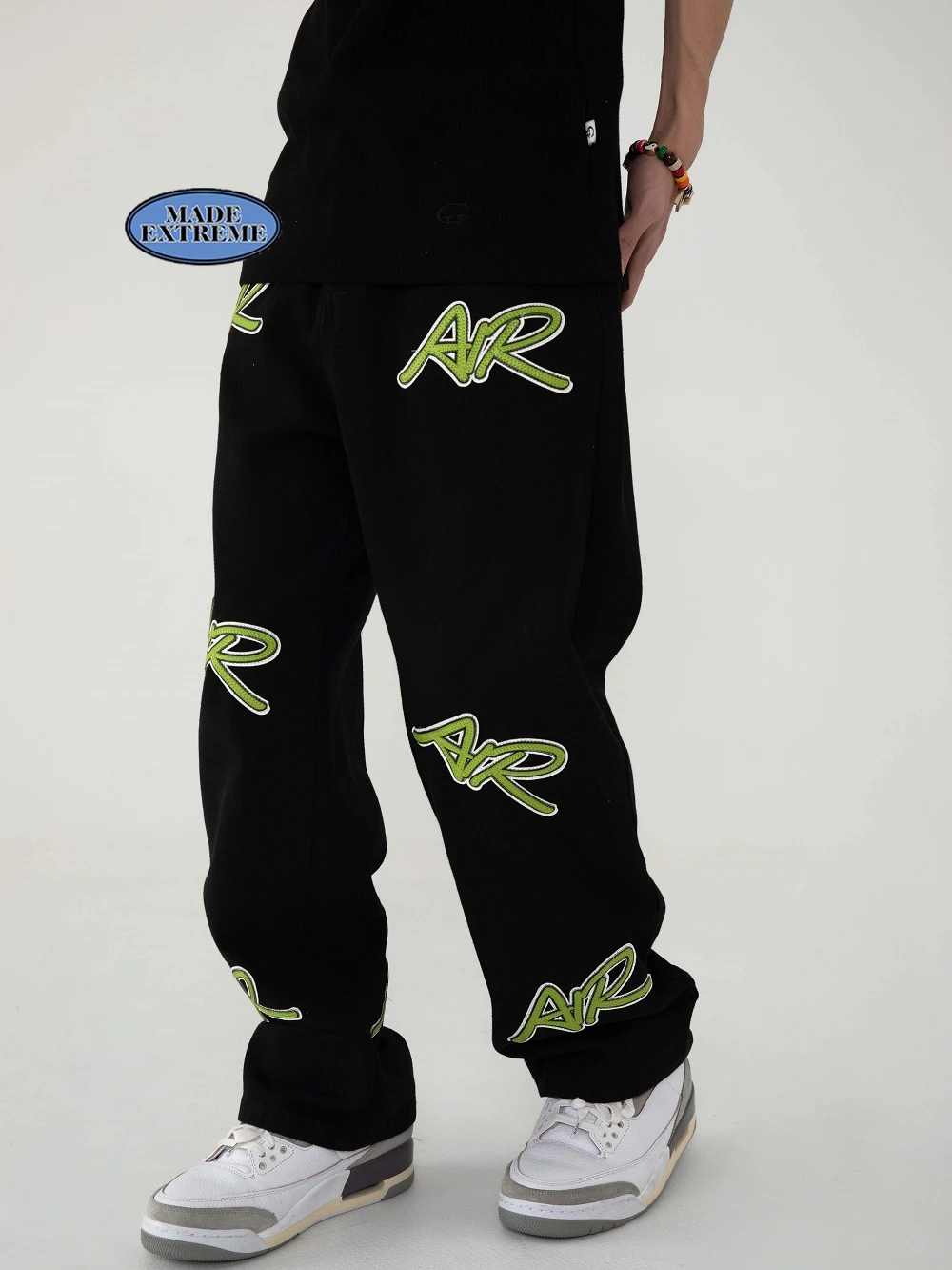 Madeextreme blackair 2022 vintage designer denim jeans hip hop letter enbroidery baggy cargo jeans men clothing kpop clothes