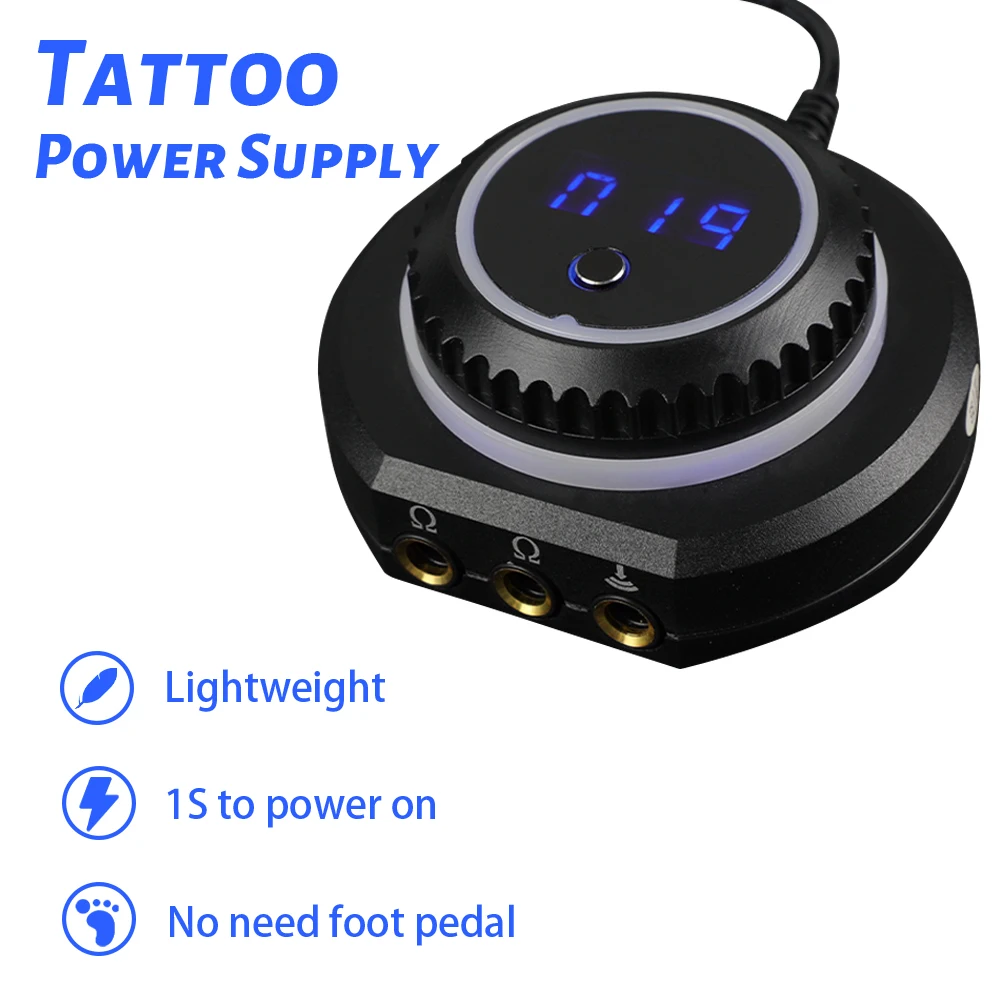 Mini fuente de alimentación de tatuaje LCD profesional con adaptador para bobina y máquina de pistola de tatuaje rotativa, dispositivo de alimentación de tatuaje