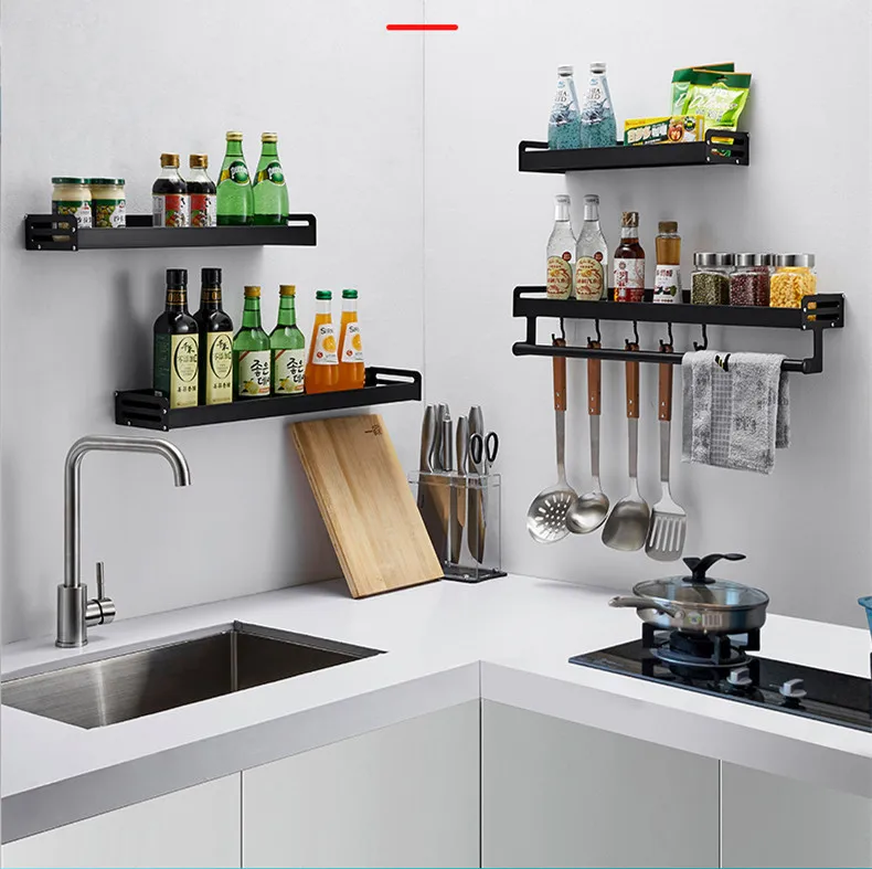 

Punching-free kitchen seasoning rack space aluminium bathroom rack hand washing bathroom washing storage table kitchen pendant