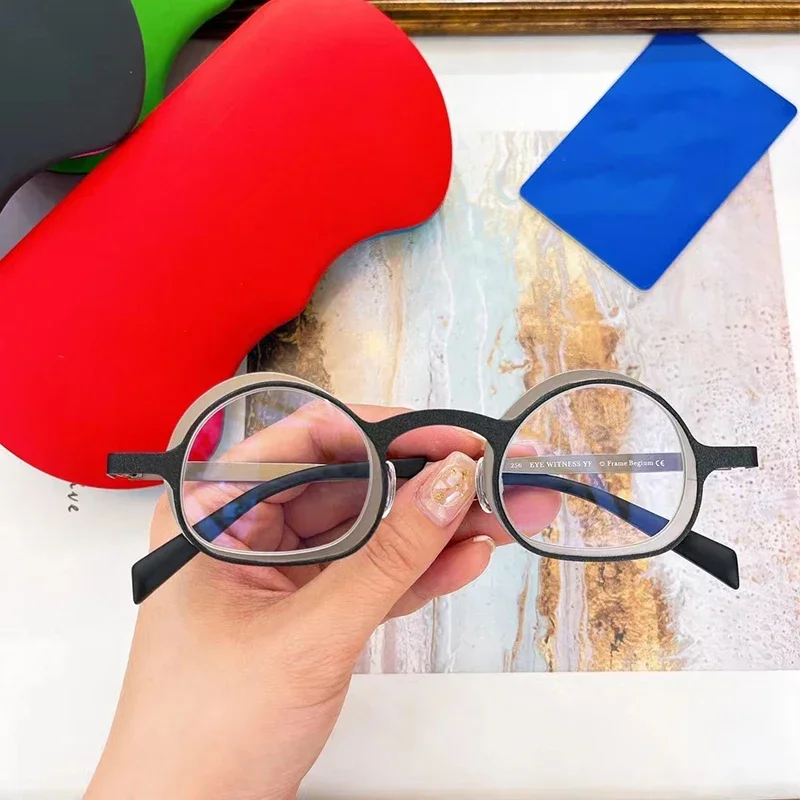 Высококачественные японские ретро очки в круглой оправе стиле пэчворк для