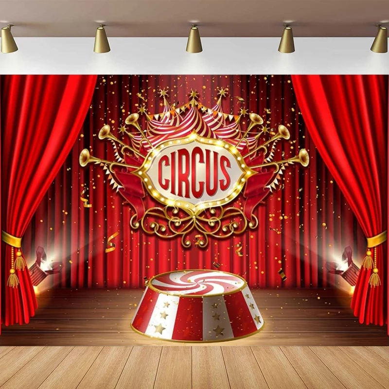

Circus Theme Photography Backdrop Red Tent Baby Shower Background Birthday Party Cake Table Decor Banner Photo Booth Poster