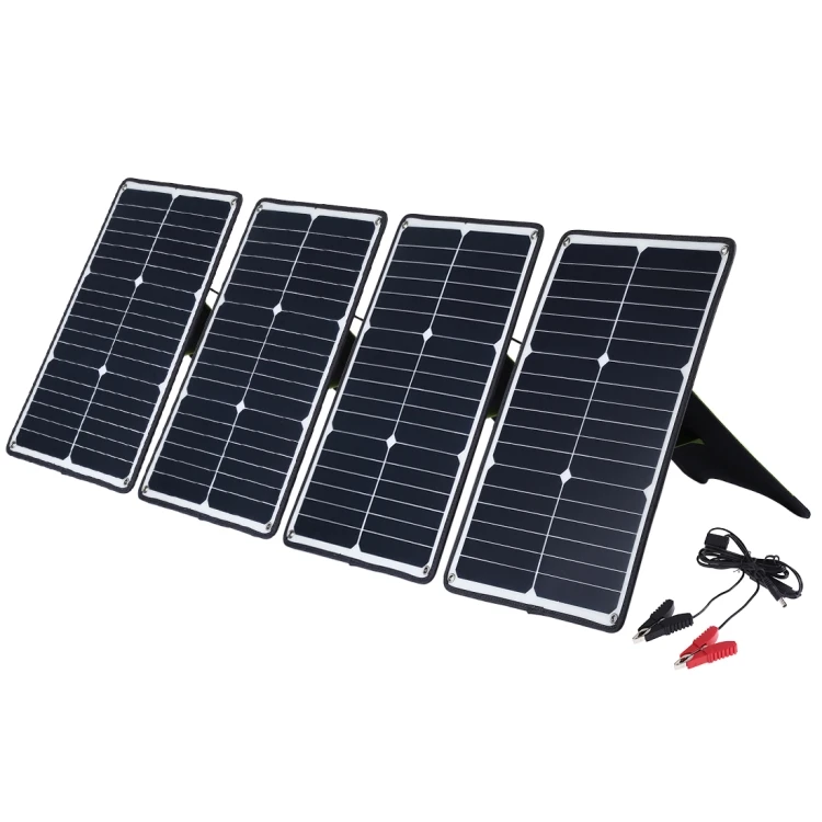 

HAWEEL 4 PCS 20W Monocrystalline Silicon Solar Power Panel Charger, with USB Port & Holder & Tiger Clip, Support QC3.0 and AFC