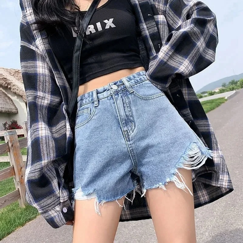 

Bermuda denim, women's High Waist Shorts, informal, summer, S-XXL, 2022