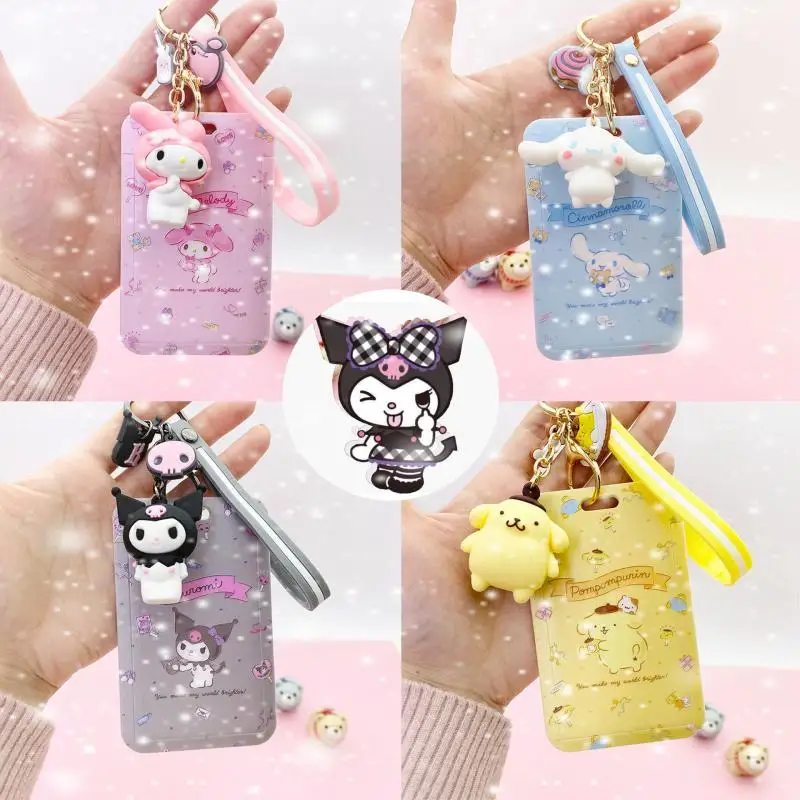 

Cute cartoon Kawaii Kuromi Mymelody KT Cat Bank Credit ID Card Student Bus Card Holders Storage Protective Shell Pendant