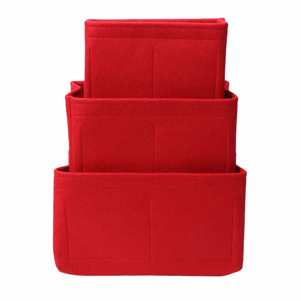 

Home Storage Bag Felt Insert Bag Makeup Organizer Inner Purse Portable Cosmetic Bags Storage Red Storage