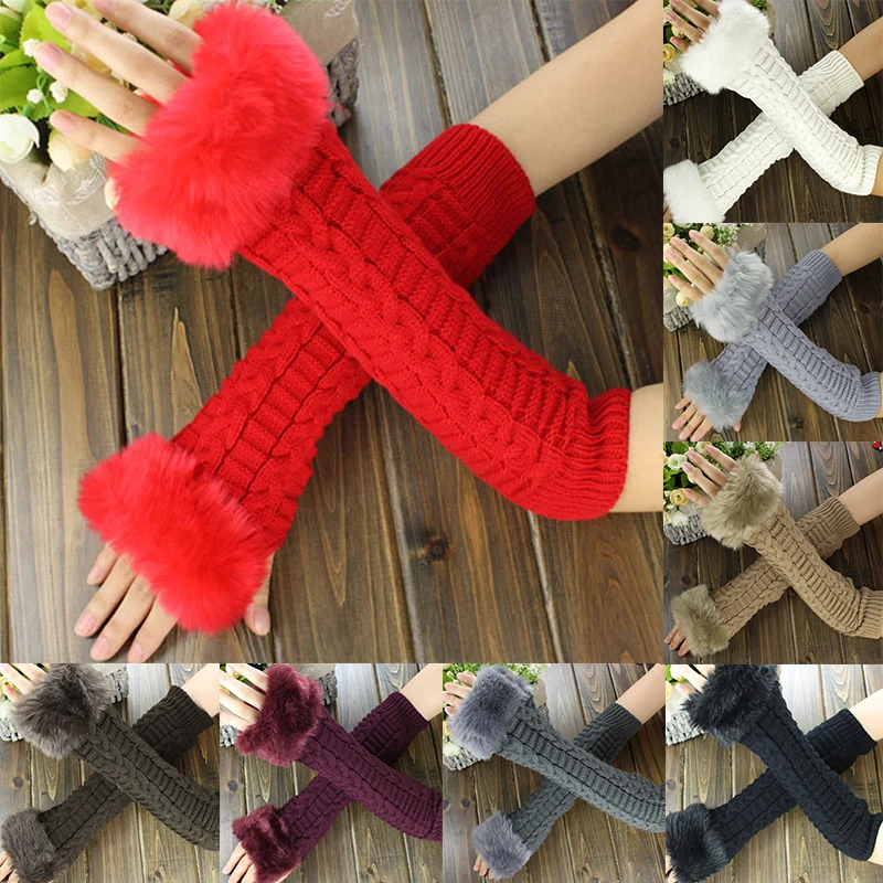

Женские пушистые рукава, теплые Рукава, вязаные рукава, простые декоративные рукава, аксессуары для одежды, пеньковые перчатки, 1 пара