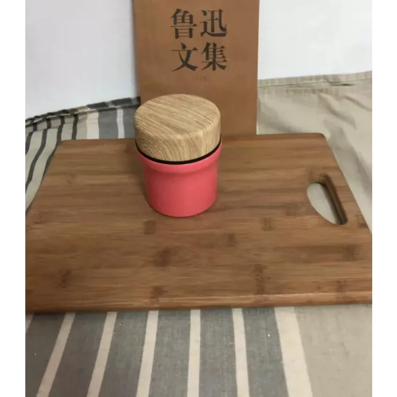 

Pink 300ML stainless steel insulated soup cup Japanese-style portable lid with soup and soup wood grain color