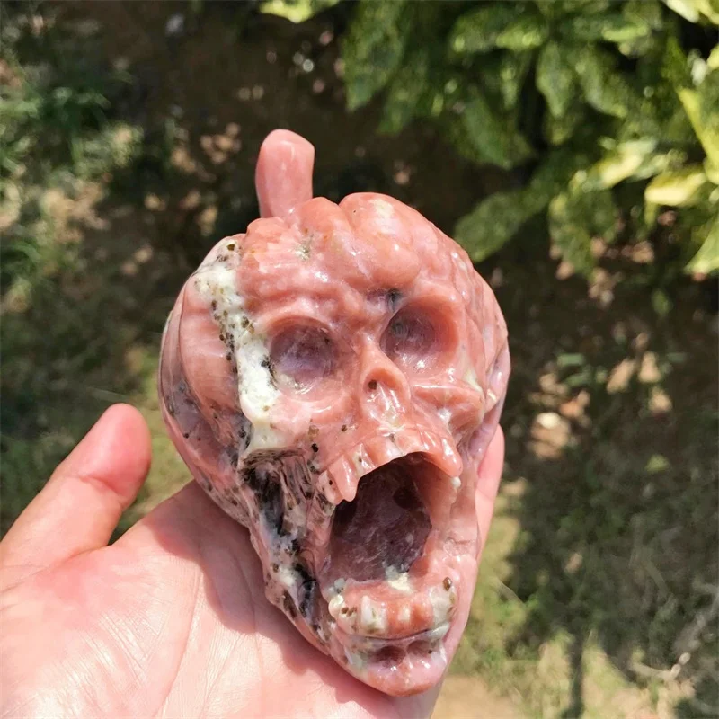 12 5 см натуральный кристалл кварц Тыква череп Резьба Исцеление фэншуй рейки