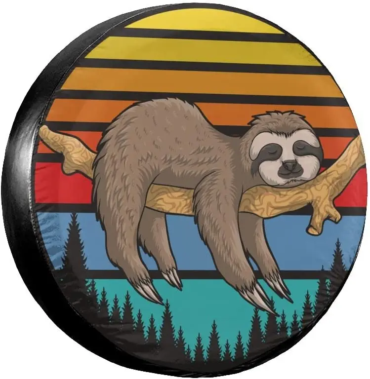 Delerain Sloth Spare Tire Covers Waterproof Dust-Proof Spare Wheel Cover Universal Fit for Jeep Trailer SUV Truck Many Vehicle