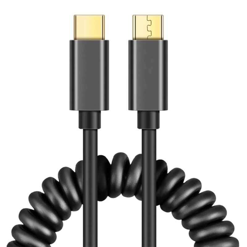 

Data Cord Charging Cable for Phone Type-C to Micro USB Male to Male Retractable Coiled 3A Charger Cord & Data Sync Wire