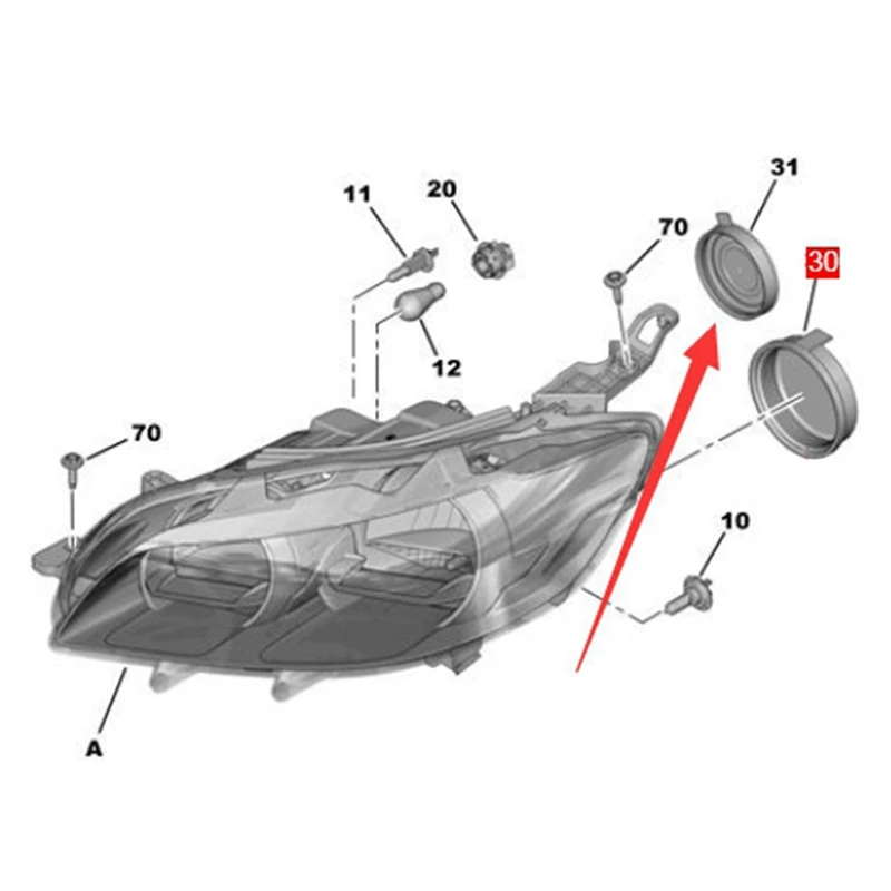 Headlight Dust Cover 1609015380 Headlamp Cap Replacement For Peugeot 301 307 308