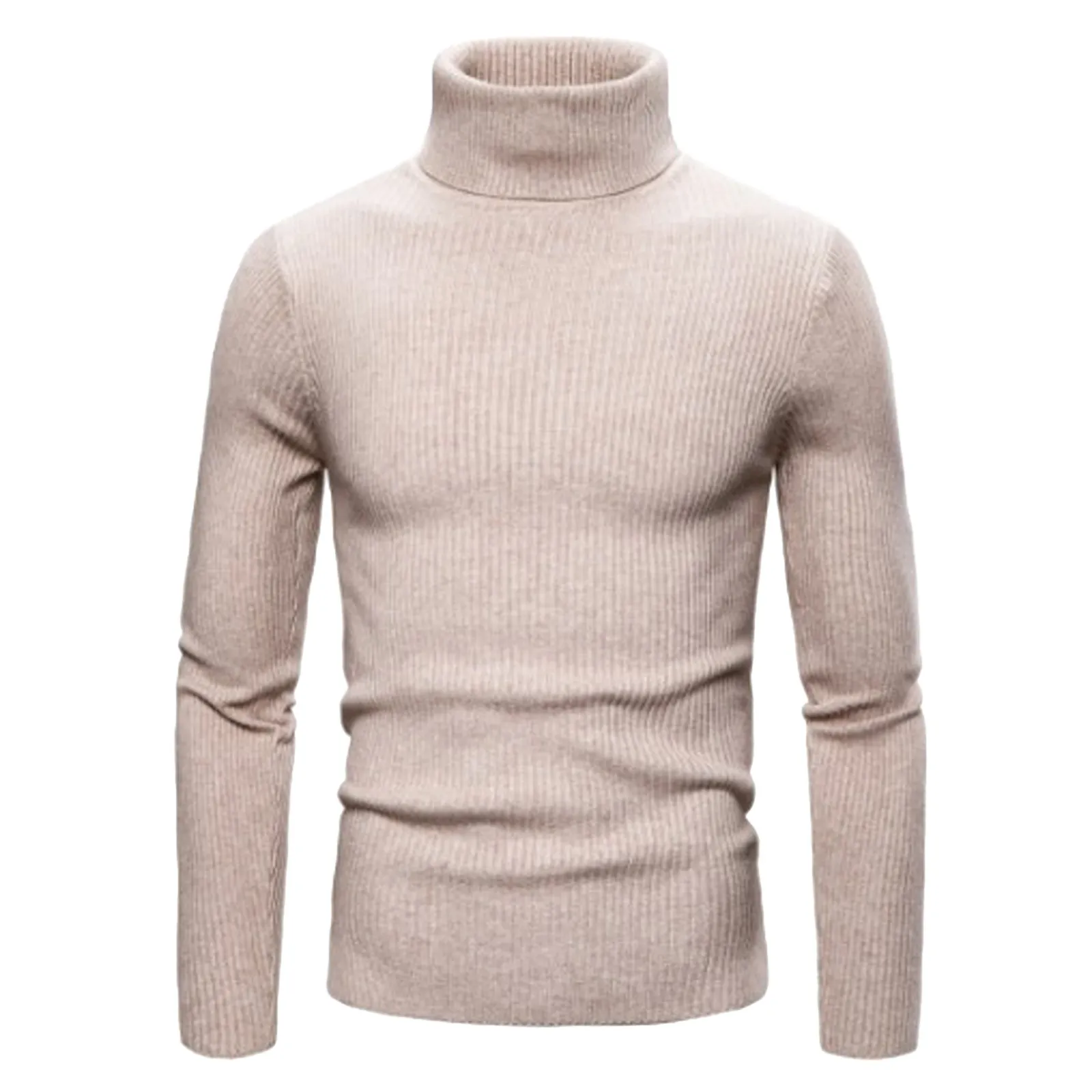 

Boy Sock Men Winter New Fashionable Ribbed Thermal Casual Knitting Pullover Sweaters Plains High Neck Sweater Men Long Wool Coat