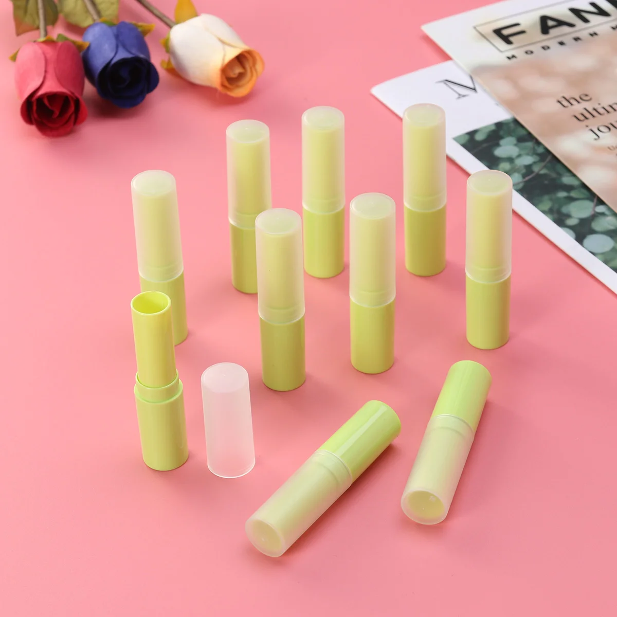 

10 Pcs Plastic Containers Lids Lip Balm Tube Caps Empty Lips Lipstick Blam Tubes