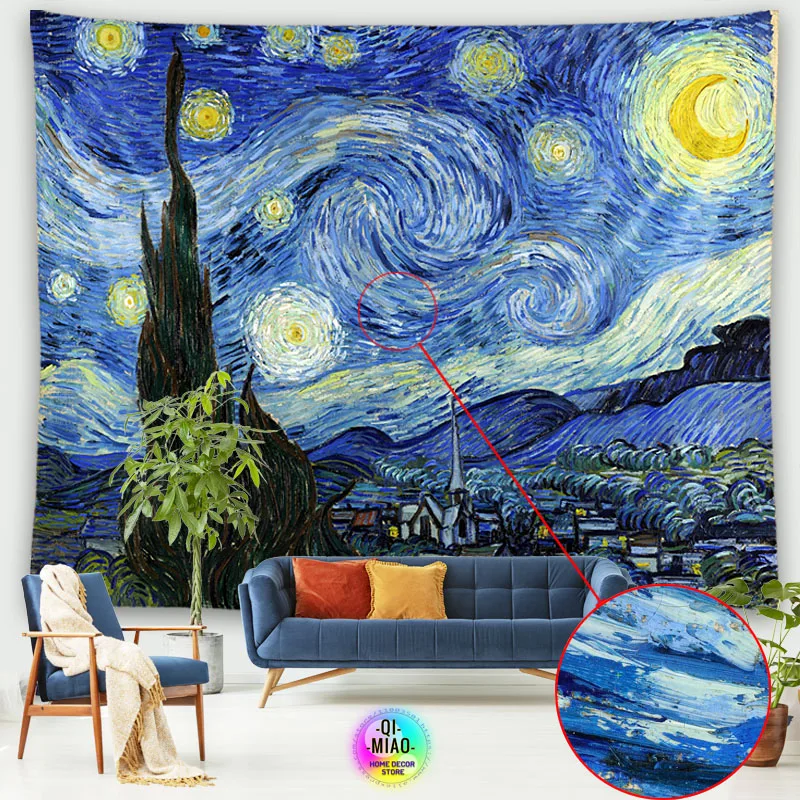 

Tapestry World Famous Painting Van Gogh Tapestries Printed Wall Hanging Rural Landscape Home Decoration Bedroom Decor Wall Ar