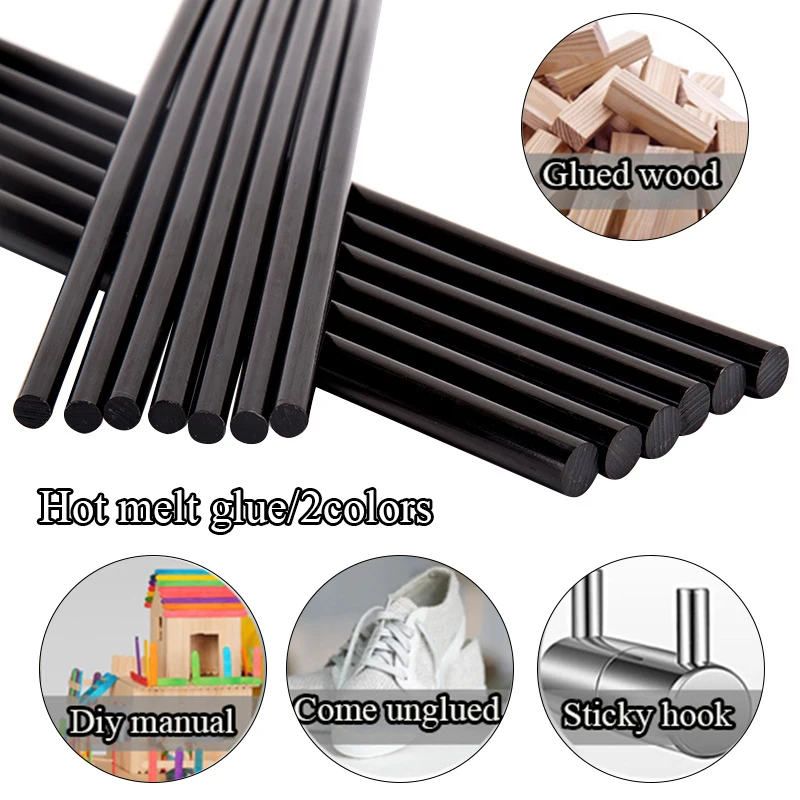

White And Black 10 Pcs Glue Stick Hot Melt Adhesive Translucent Strong Viscosity Rods For Glue Gun Home DIY Industrial Repair