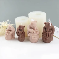 3d animal bear honeypot shape silicone candle mold scented candle making supplies handmade plaster resin soap mould crafts gifts