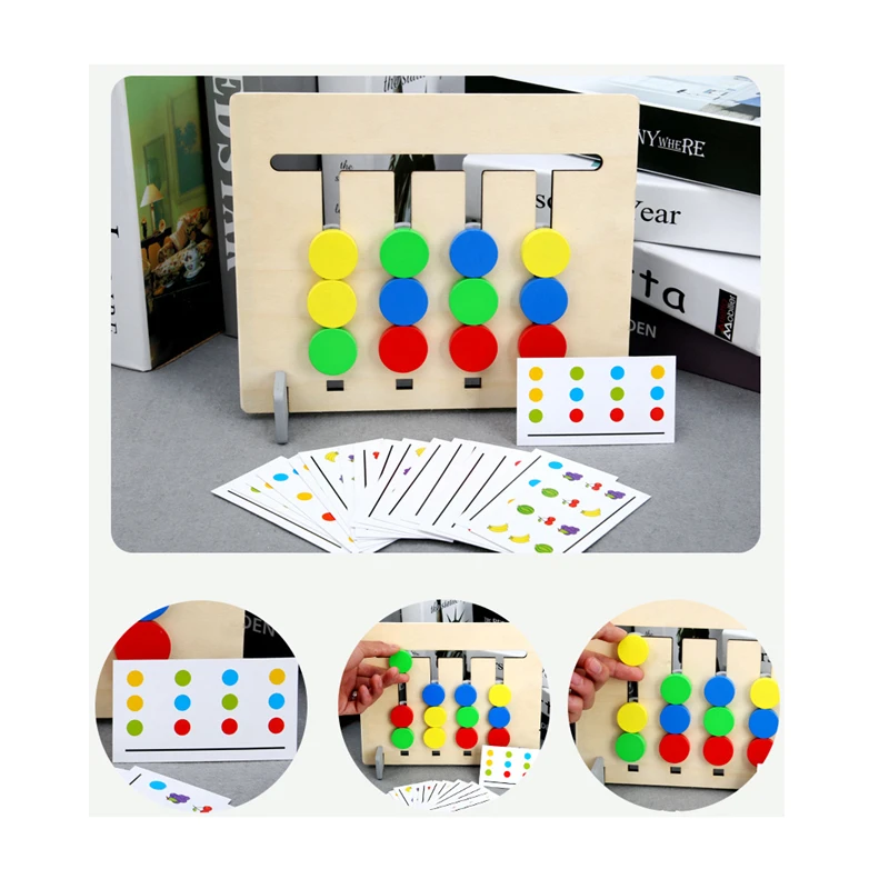 

New Style Four colors/fruit Matching Game Montessori Wooden children's Toys Logic double-sided children's Educational Toys Gifts