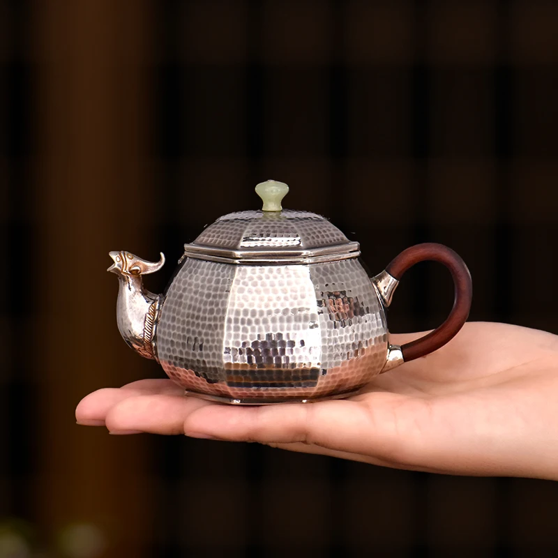 

Bafang animal mouth sterling silver teapot 999 pure handmade Japanese-style retro tea ceremony tea set collection silver pot 150