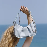 acrylic chain womens handbags solid color pu leather small shoulder messenger bags brand design female tote crossbody bag purse