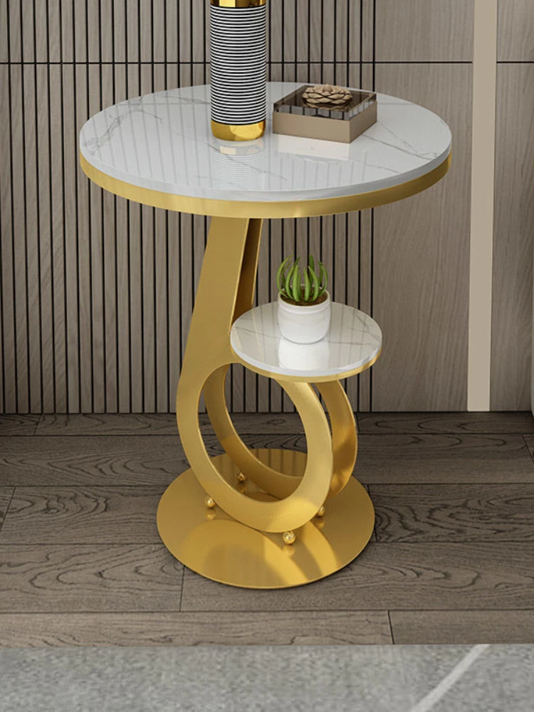 

Nordic High-quality Marble Postmodern Living Room Sofa Round Stone Bedside Table Simple Light Luxury Coffee Corner Table