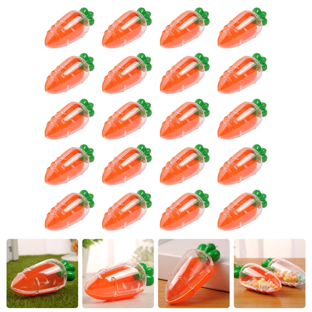 

20Pcs Plastic Candy Boxes Carrot Shape Sweets Boxes Wedding Party Gifts Boxes