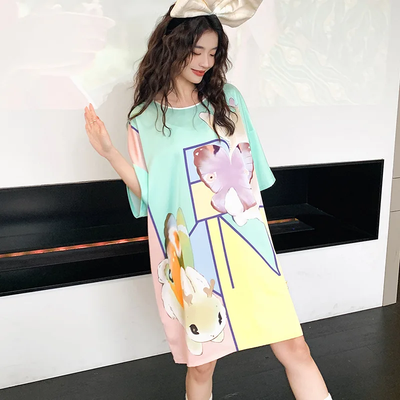 Roseheart Women Fashion Black White Sexy Sleepwear Faux Silk Nightwear Homewear Nightgown Female Sleep Gown Night Dress