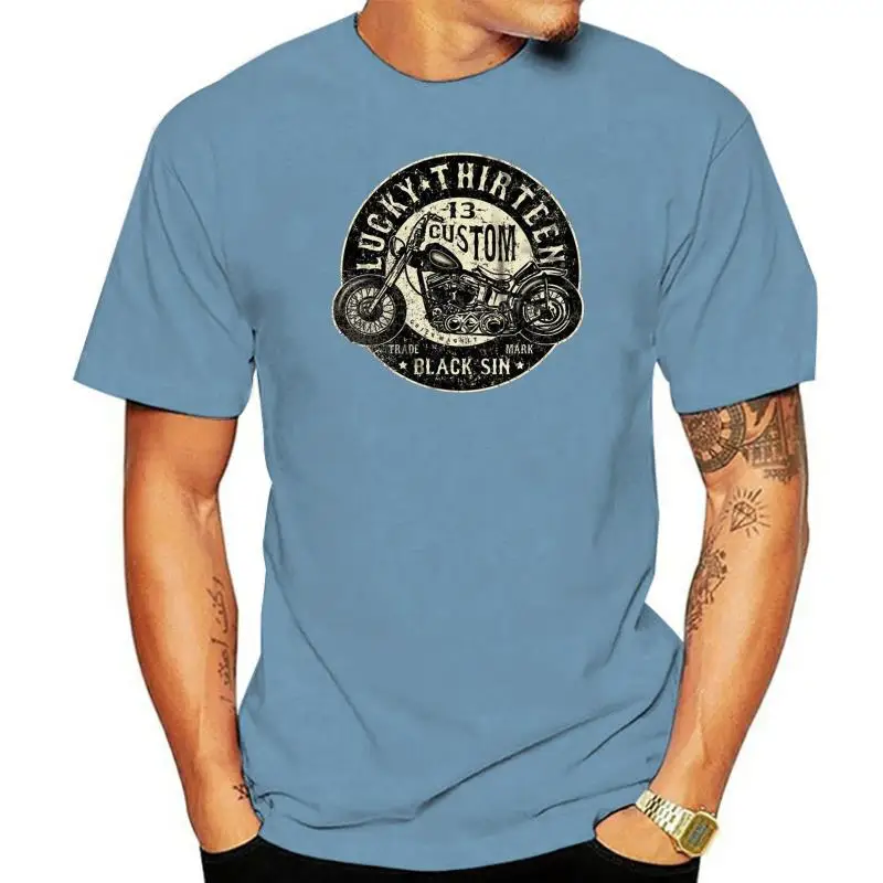 

New Arrival Male Tees Casual Boy T-shirt Tops Discounts Men Lucky 13 Apparel Black Sin Tee Black Shirt