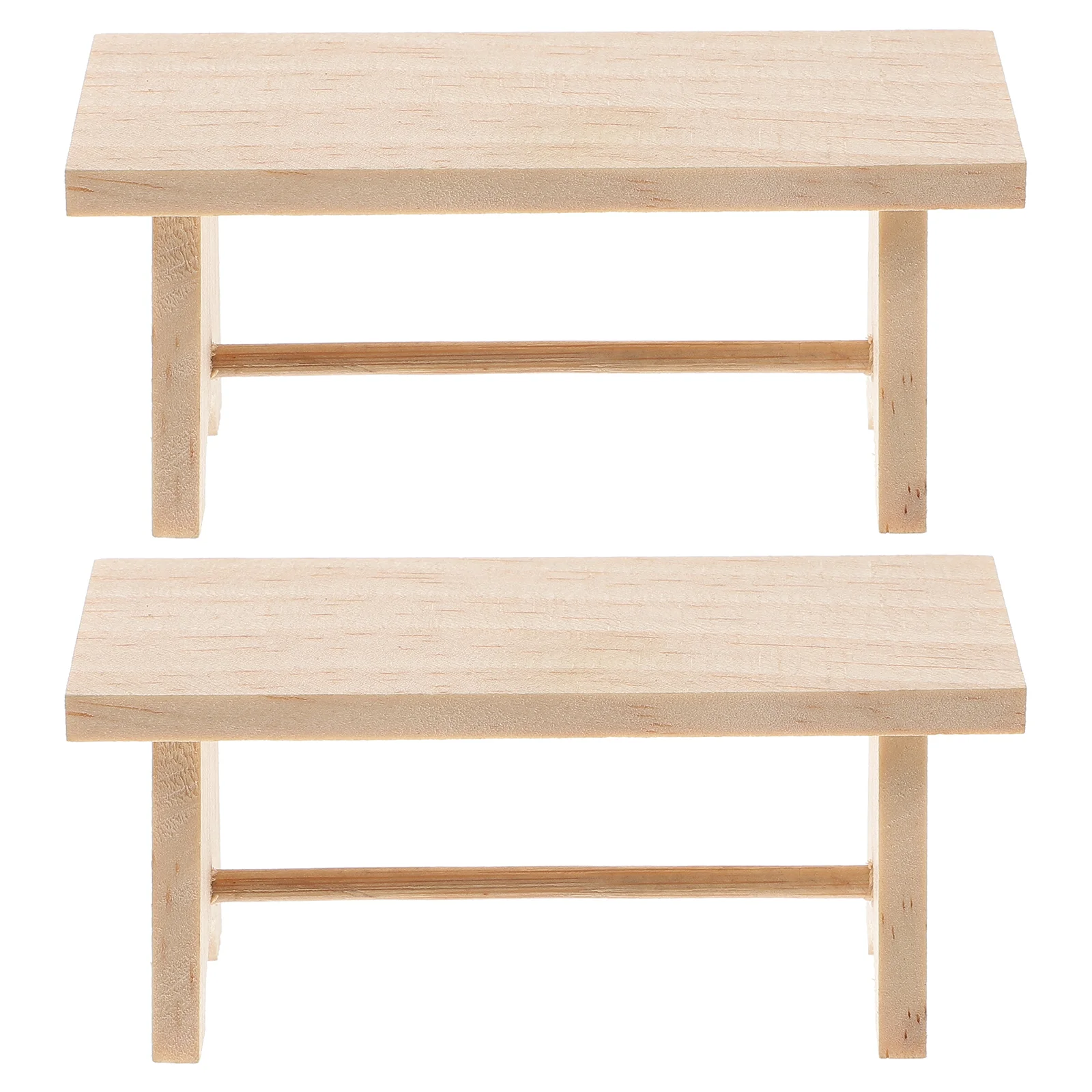 

2Pcs Mini House Table Decor Mini Furniture Model Wooden Simulation Tea Table Model