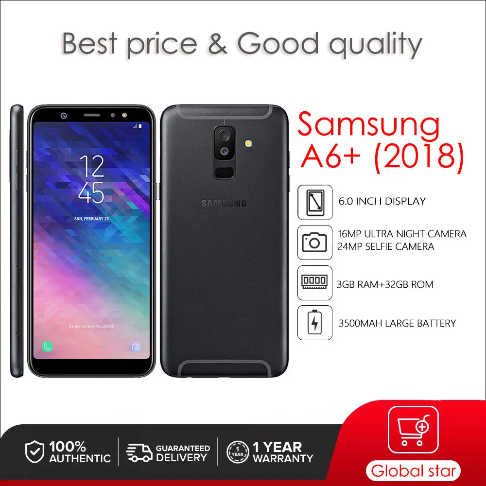 

Original Samsung Galaxy A6+ (2018) A605F Unlocked Galaxy A9 Star Lite 16MP 6.4'' 32GB 3GB RAM Snapdragon Fingerprint Smartphone