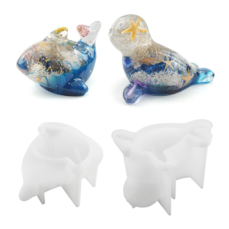 

Marine Animals Resin Mold Dolphin Seal Three-Dimensional Marine Silicone Mold Home Decoration Children Gift Jewelry Making