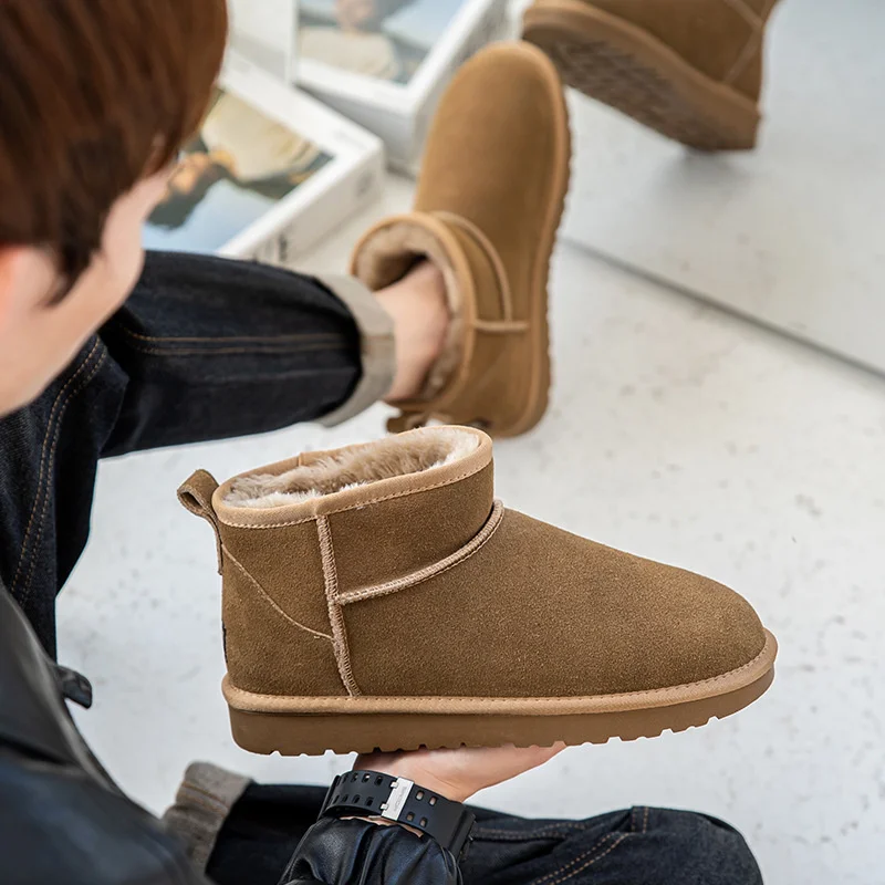 

Мужские замшевые ботинки, темно-синие повседневные Нескользящие ботинки из натуральной замши на одной ноге, с хлопковой подкладкой, для нош...