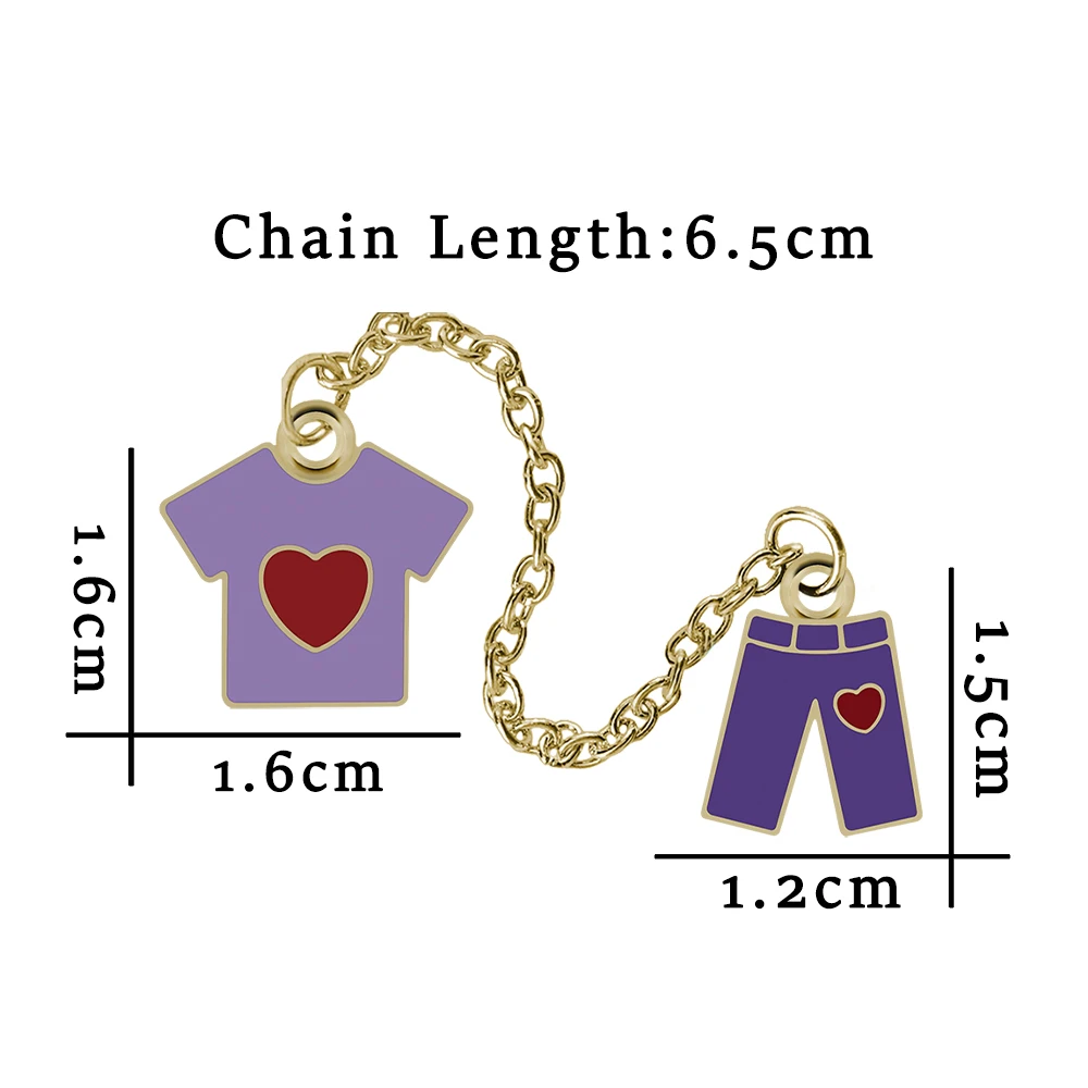 Забавная фиолетовая футболка и броши для брюк милый мультяшный сплав