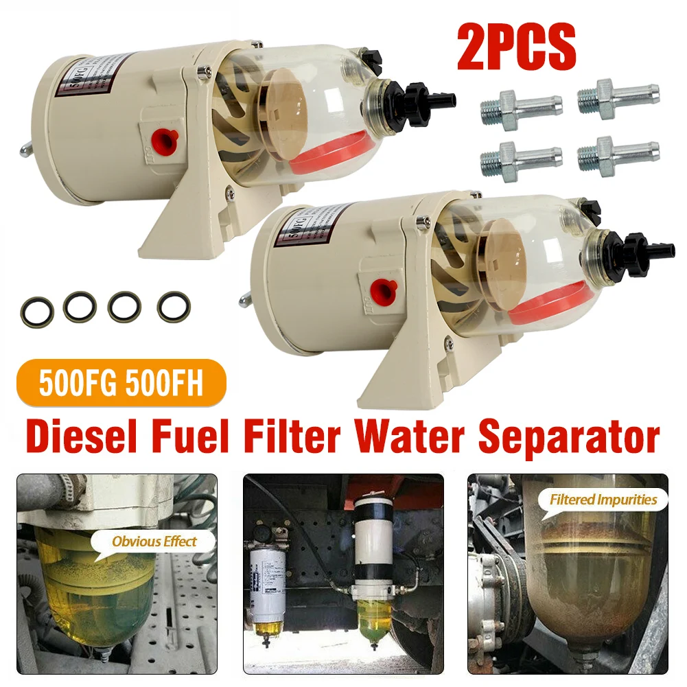 

2 шт. дизельный топливный фильтр 500FG 500FH масло/вода сепаратор морской лодки автомобиль 90GPH лодка топливный фильтр двигатель топливный водяной сепаратор