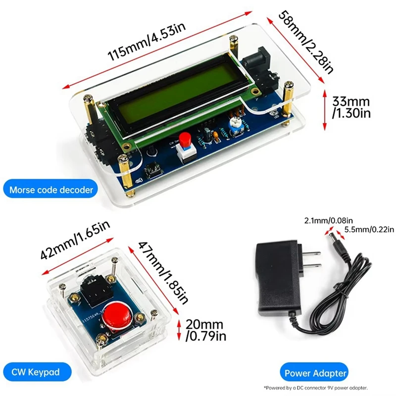 DC9V CW декодер считыватель азбуки Морзе DIY Trainer комплект ЖК-дисплей радиопечатная