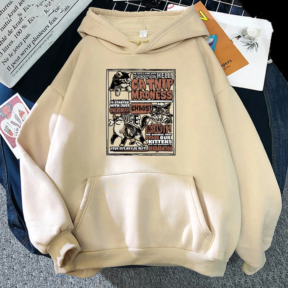 

Catnip Madness Printing Clothes Cute Cat Graphic Hoodies Male/female Long Sleeve Sweatshirts Fall Winter Pullovers Fleece Hoody