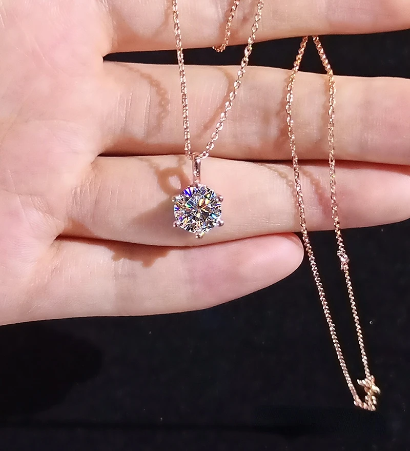 

Ожерелье из 18-каратного золота с шестью крапанами женское, Классическая цепочка до ключиц из муассанита под розовое золото и Стерлинговое С...