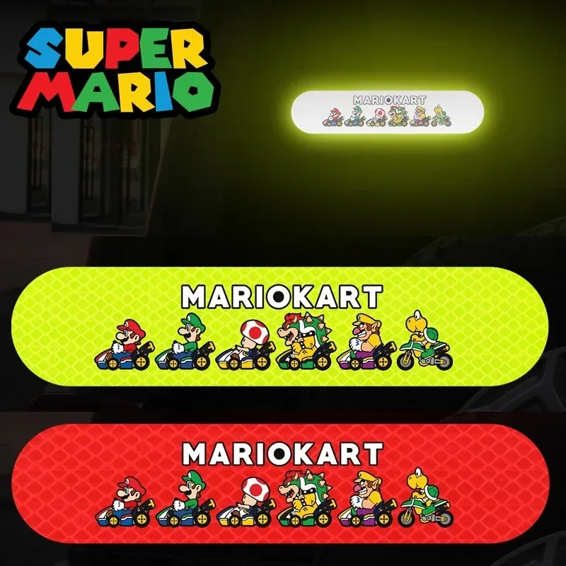 Super Mario Bros Светоотражающая наклейка для автомобиля аниме безопасная