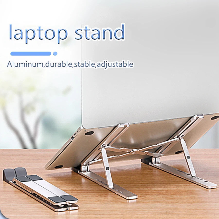 

Laptop Stand Aluminium Adjustable iPad Holder Macbook Pro Notebook Tablet Phone Foldable Non-slip Support For Samsung ASUS Dell