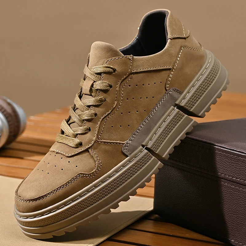 

Hot Selling Men's Genuine Leather Shoes Casual Shoes Men Work Clothes Shoes Men's Business Height Increasing Sneakers