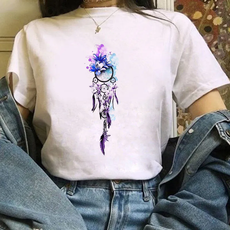 

Fashion Dreamcatcher T Shirt Women Harajuku Graphic Tees T-shirt Female Dream Catcher Women T-shirts Female White Tshirt
