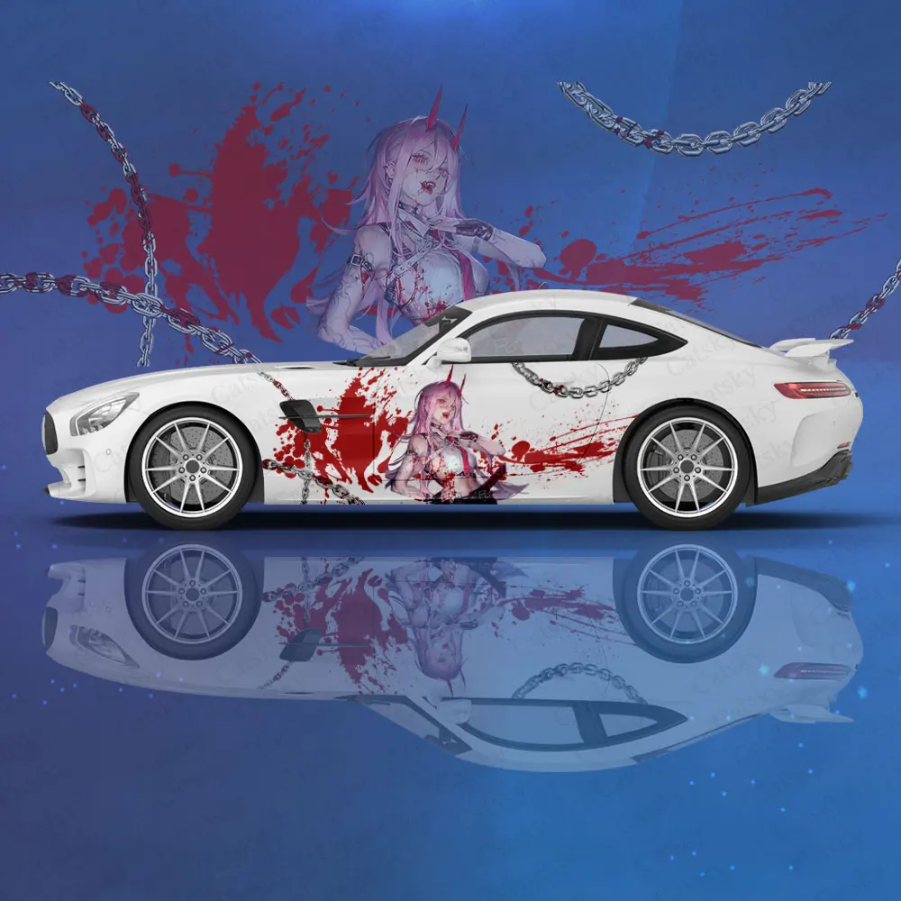 

Виниловая наклейка на автомобиль с изображением человека и бензопилы