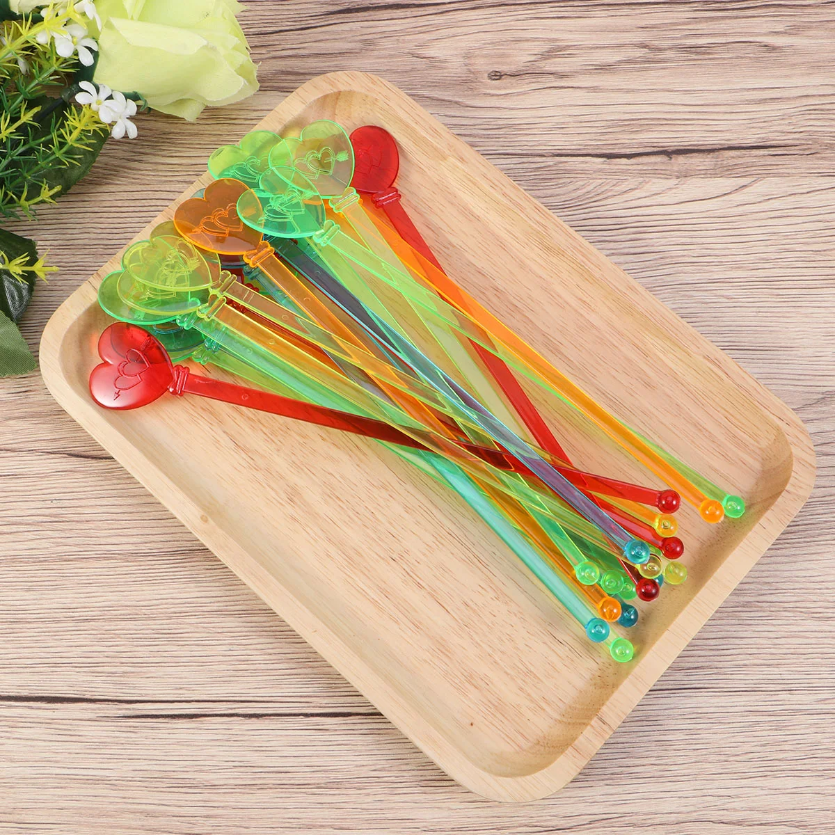 

20 Pcs Heart Shape Stirring Sticks Acrylic Swizzle Sticks Coffee Beverage Drink Stirrers