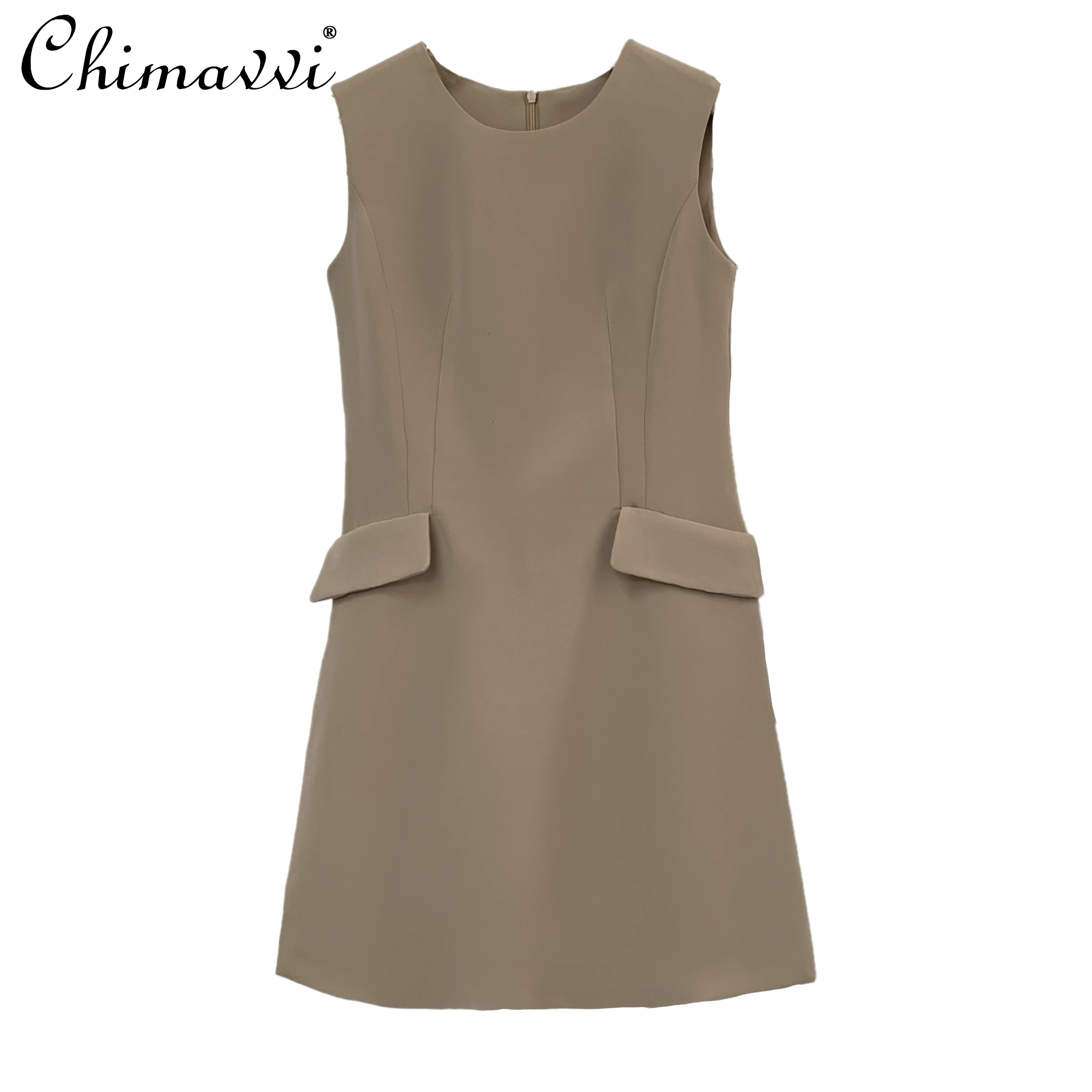 

Sleeveless Vest Dress 2022 Summer New French Fashion Design High-end Slim Fit Temperament Split A- Line Dress for Women