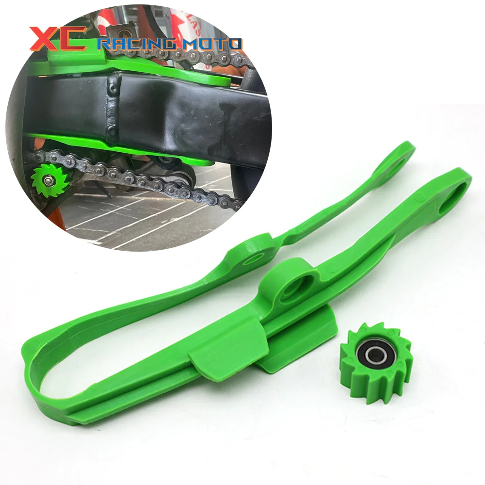 

Зеленая направляющая для слайдера цепи мотоцикла, маятниковый ролик для KAWASAKI KLX450 2008-2014 KX450F 2008-2018 KX250F 2009-2020 KX 250F 450F