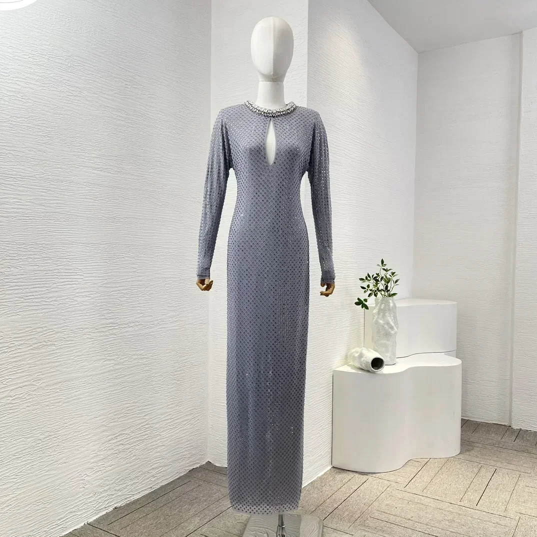 Женское платье-макси с длинным рукавом и юбкой-годе