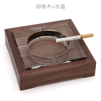 european style fashion bamboo base crystal ashtray office european style large glass ashtray wood