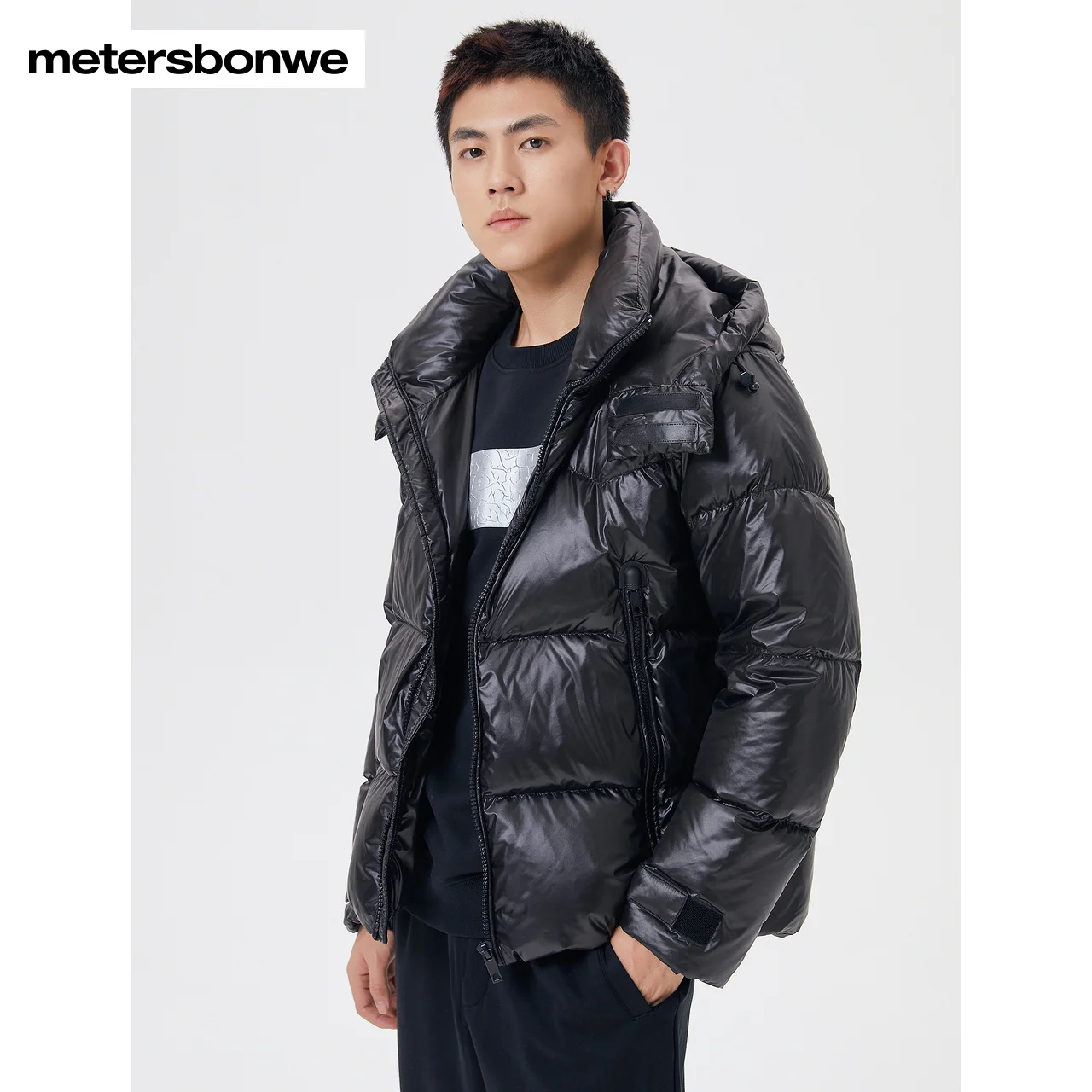 Metersbonwe Solid Color Keep Warm Short Down Wear For Men Loose 80%Gray Duck Down Warm Wear Hooded High Quality Winter Down Coat