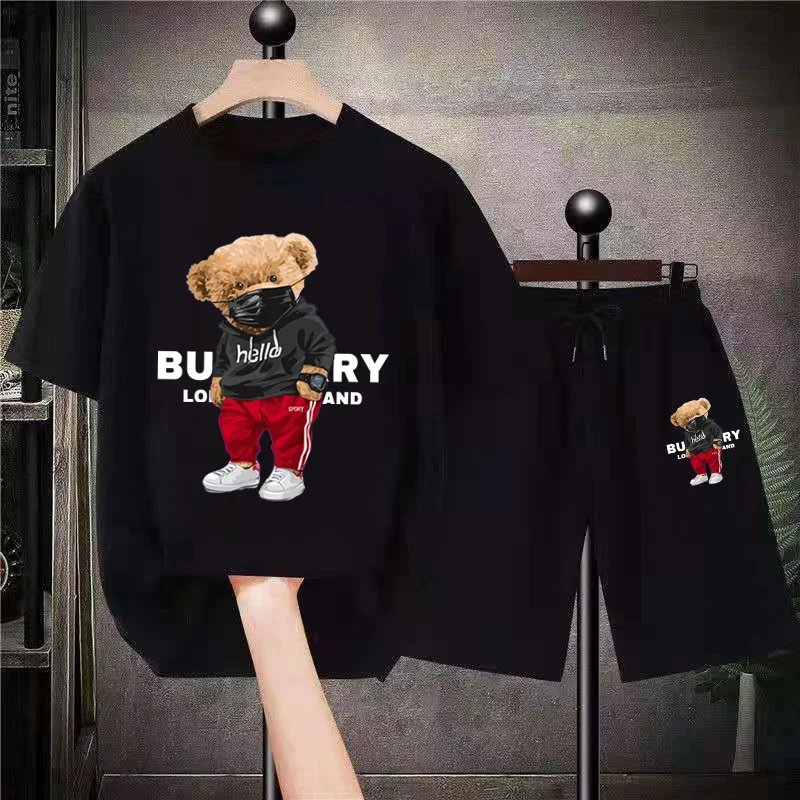 Summer Quality Limited Korean Bear T-Shirts Shorts Sets Mens Tees Suits Luxury Sports 2 Piece Outfit Streetwear Tracksuit